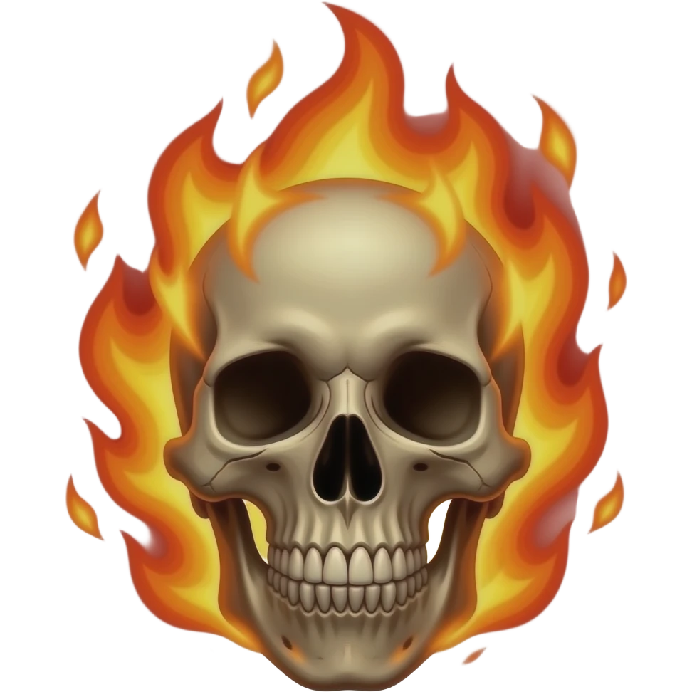 demonic flaming skull emerging from hellfire emoji