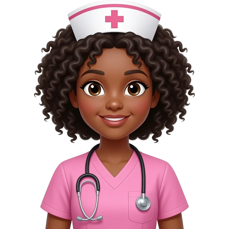 black girl nurse pink scrubs emoji