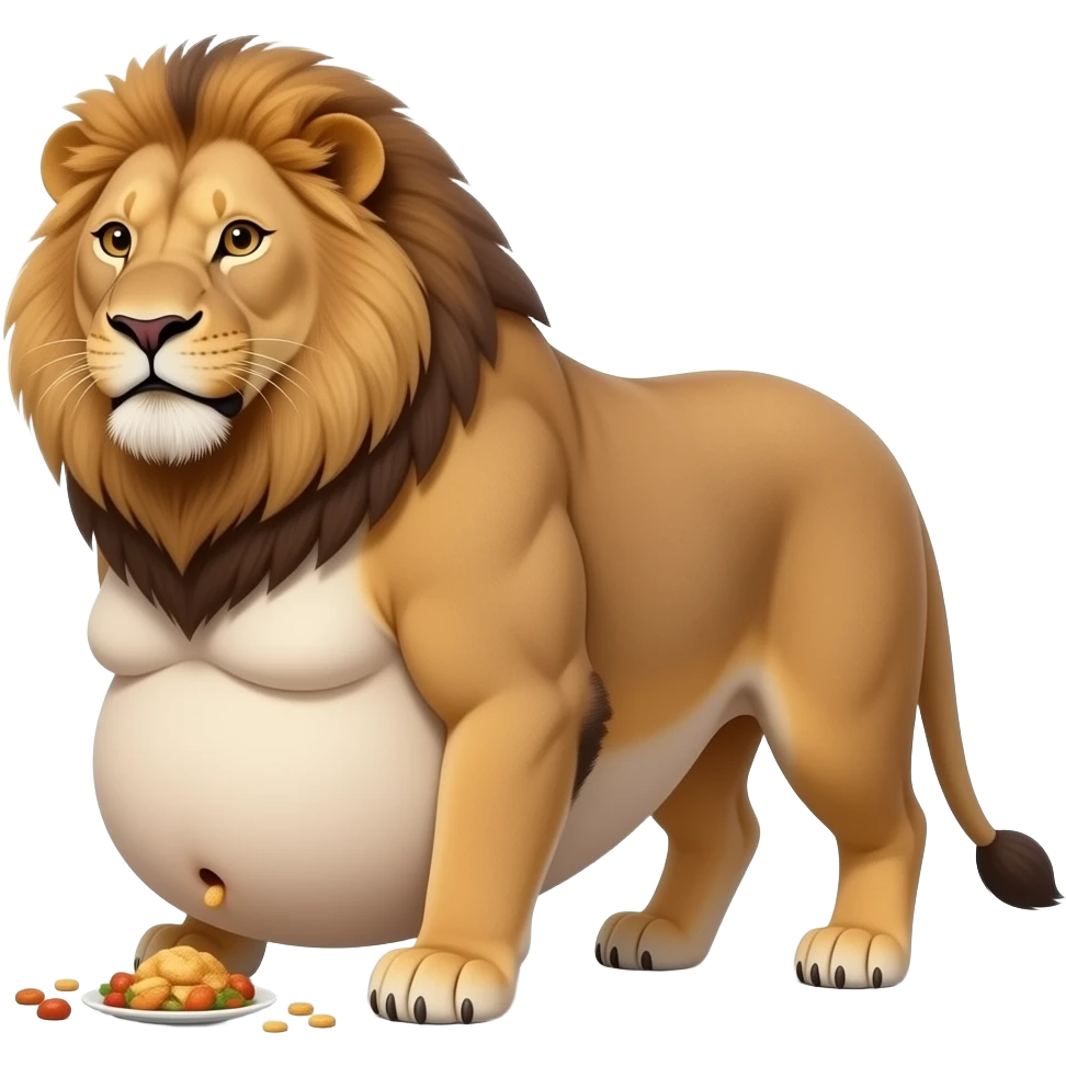 A reality lioness,trying to walk normally,but her huge overstuffed tummy rolls side to side,now her bellybutton is sweeping the ground,the lioness ate way too much,she became so fat,she has the biggest food baby being carried in her belly,she has become the heaviest. emoji
