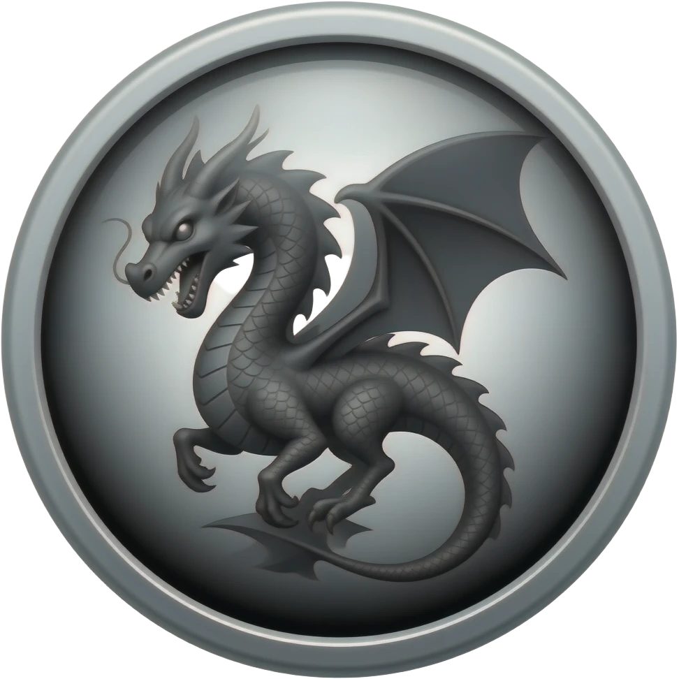 Black and silver badge dragon in the middle emoji