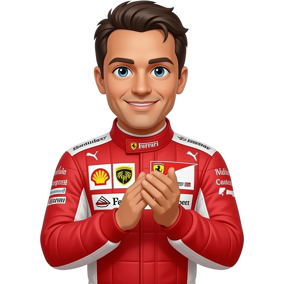 Hamilton en combinaison Ferrari qui applaudit emoji