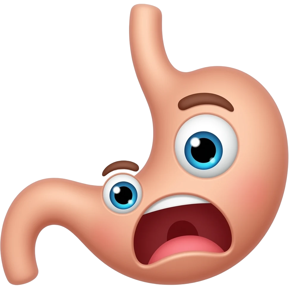 нарисуй картинку желудок с экстримальным лицом emoji