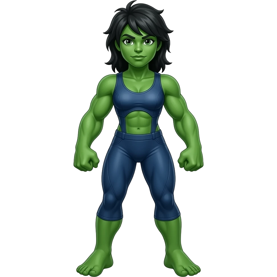 Full body Female shehulk with a mohawk wearing blue outfit emoji
