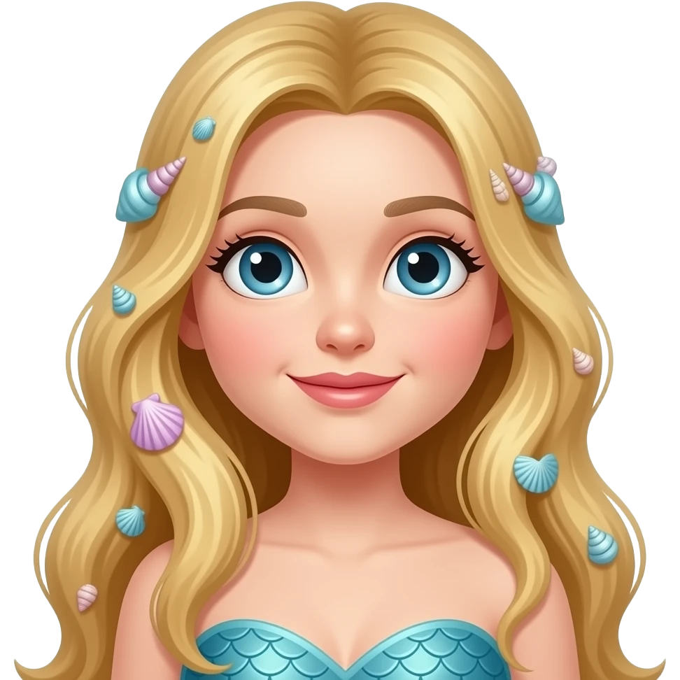 rolling eyes up mermaid face with shells in long hair blonde emoji