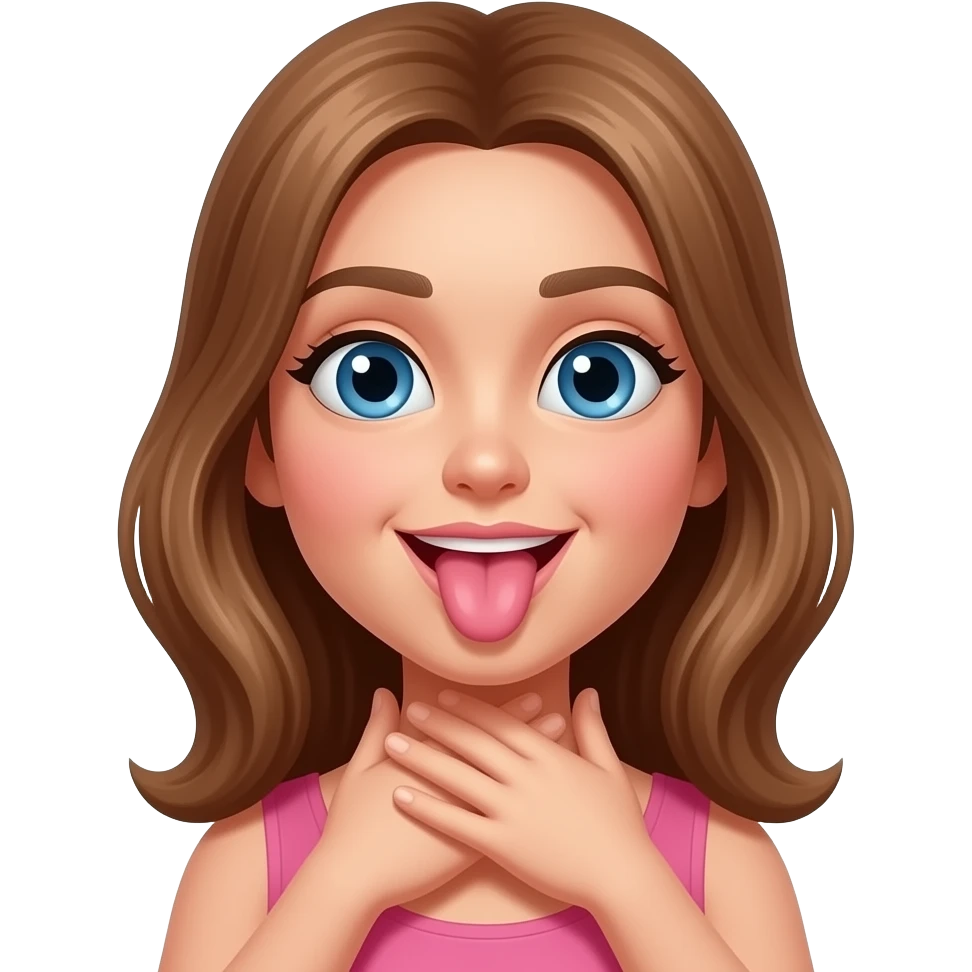 choking my own neck with my hands make it a girl with tongue stick out emoji