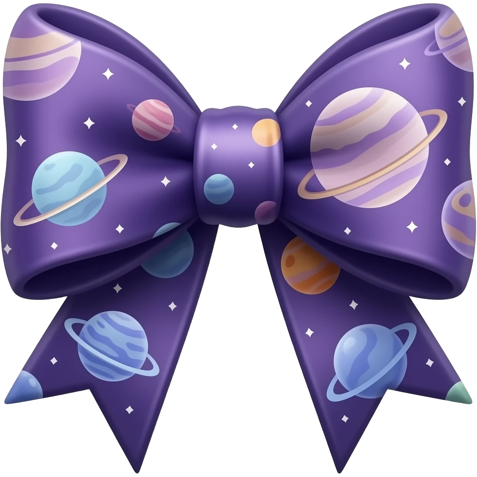 Galaxy purple bow with planets emoji