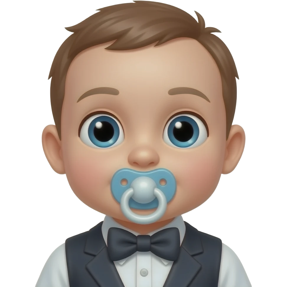 baby with cravat and pacifier emoji