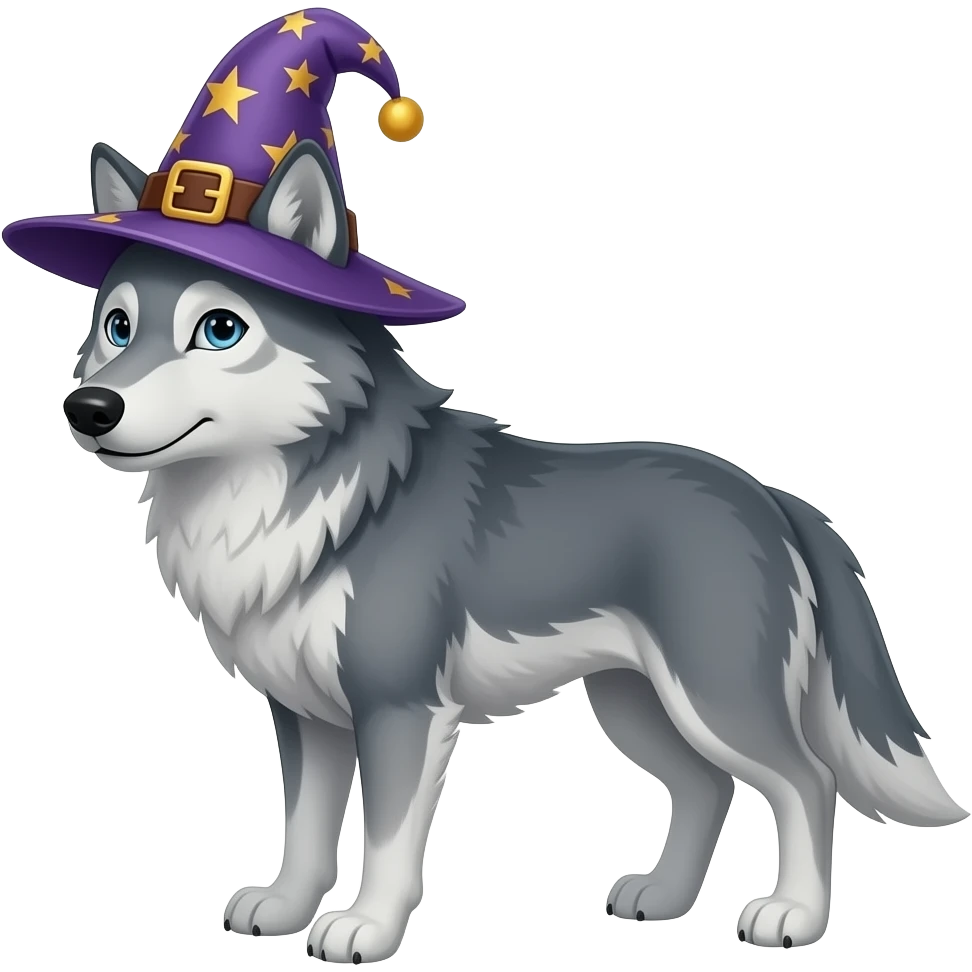crea un lobo con un sombrero de mago emoji