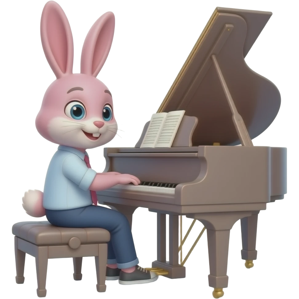 pink bunny playing digital piano emoji