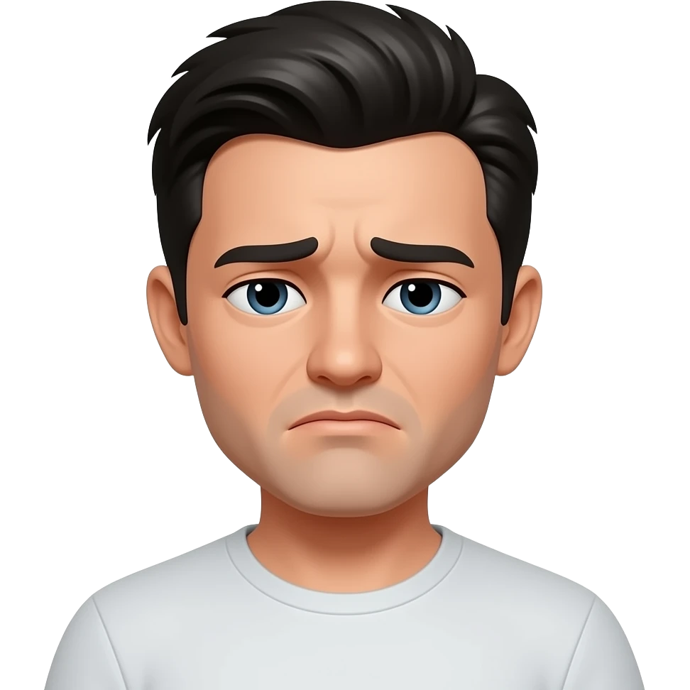 man standing with black hair worried emoji