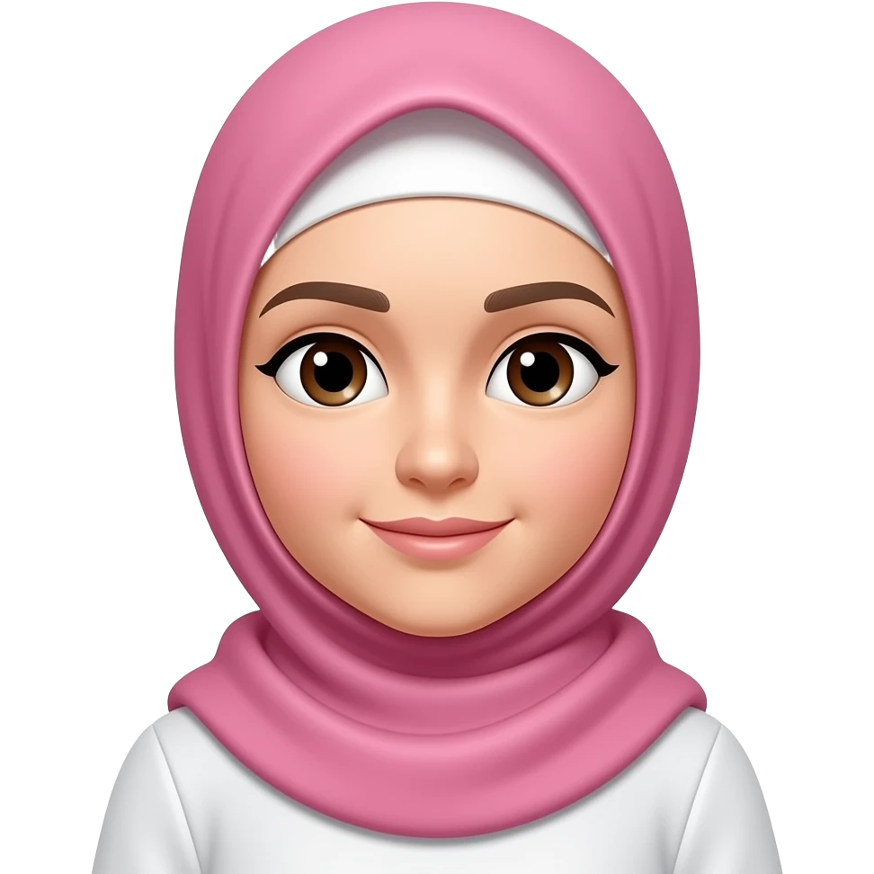 Pink hijab with white skind and brow eyes emoji