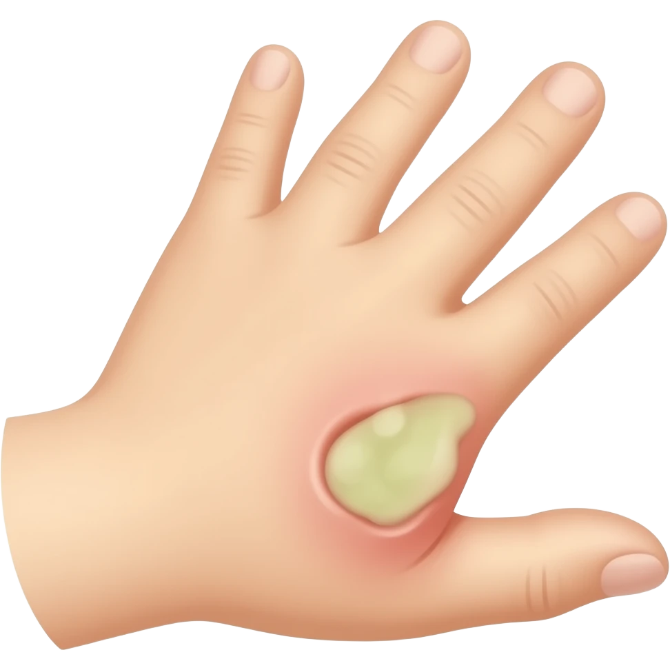 skin abscess in hand with milky green fluid emoji