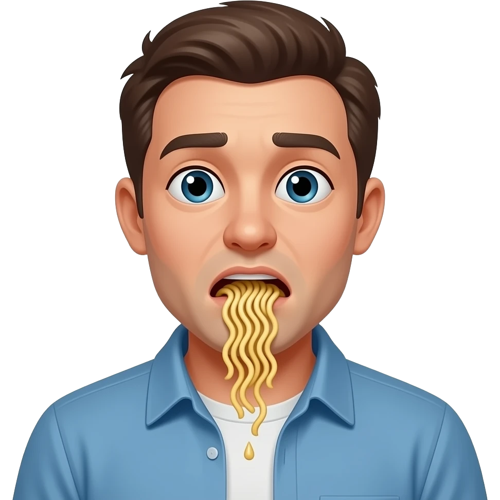 man kotzt wegen nudeln emoji