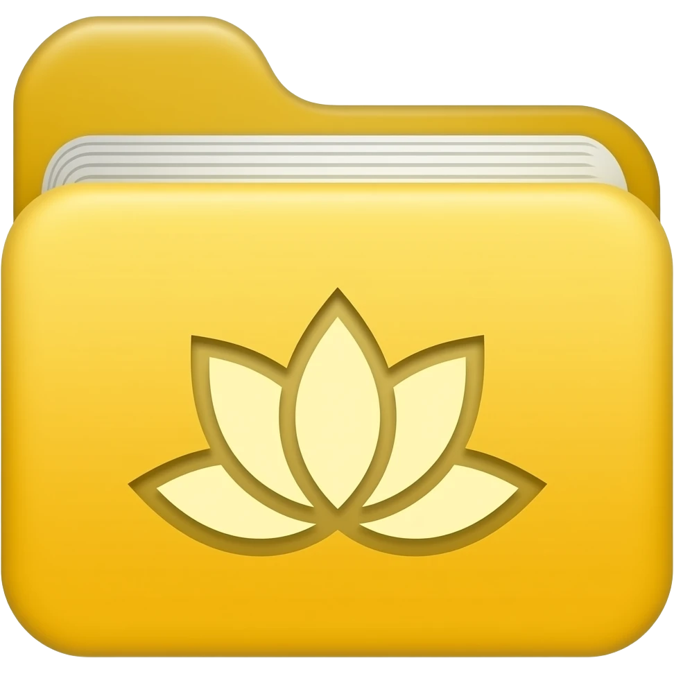 yellow files icon with lotus flower logo in middle emoji