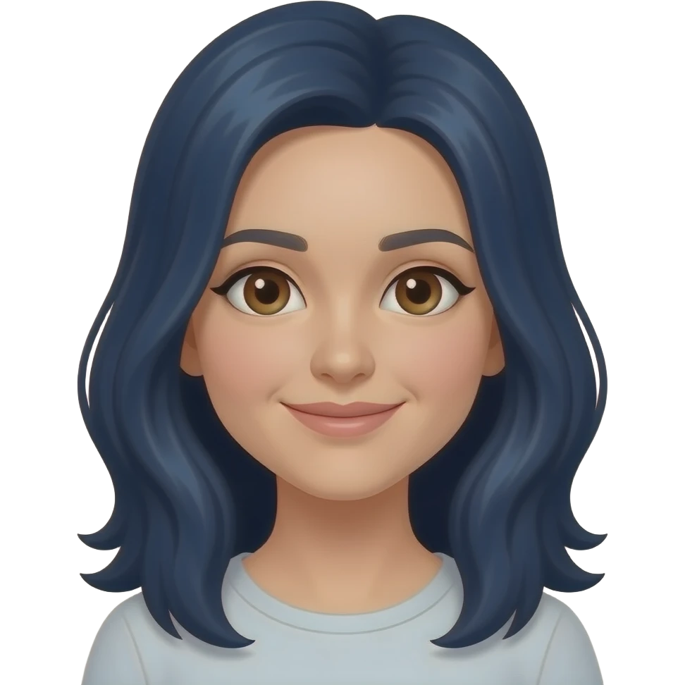 cabello azul oscuro mujer y ojos cafés emoji