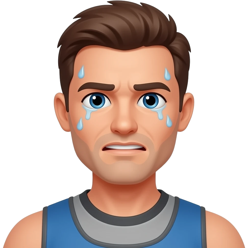 man red and sweating with increased heart rate emoji