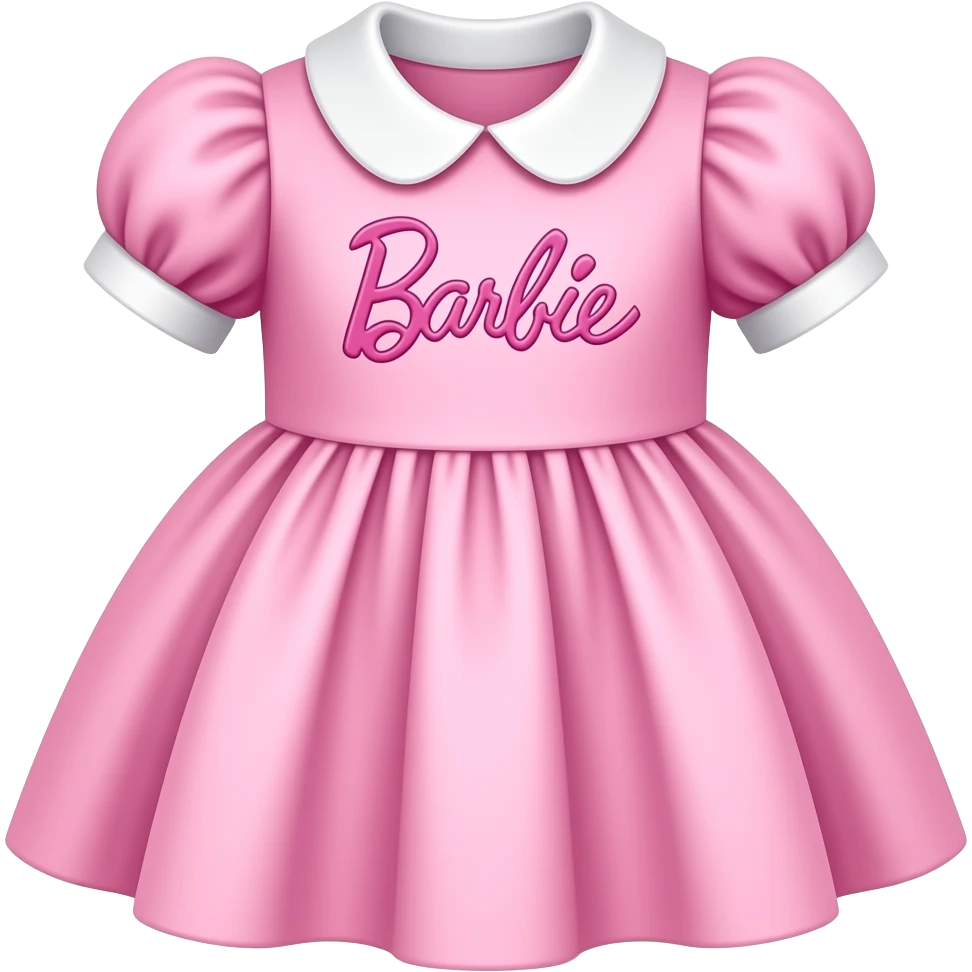 pink baby princess short mock dress with collar and puff shoulders and word barbie embroided emoji