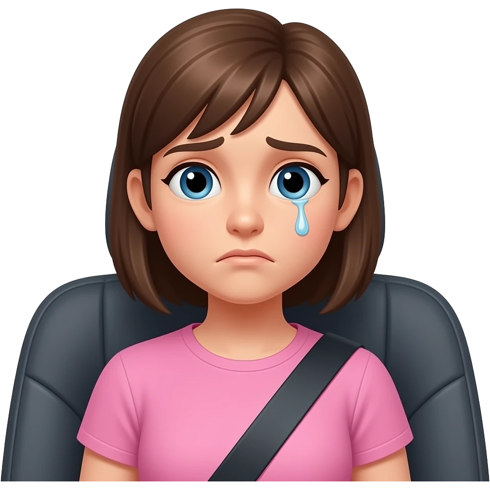 teen girl, worried in the back seat emoji