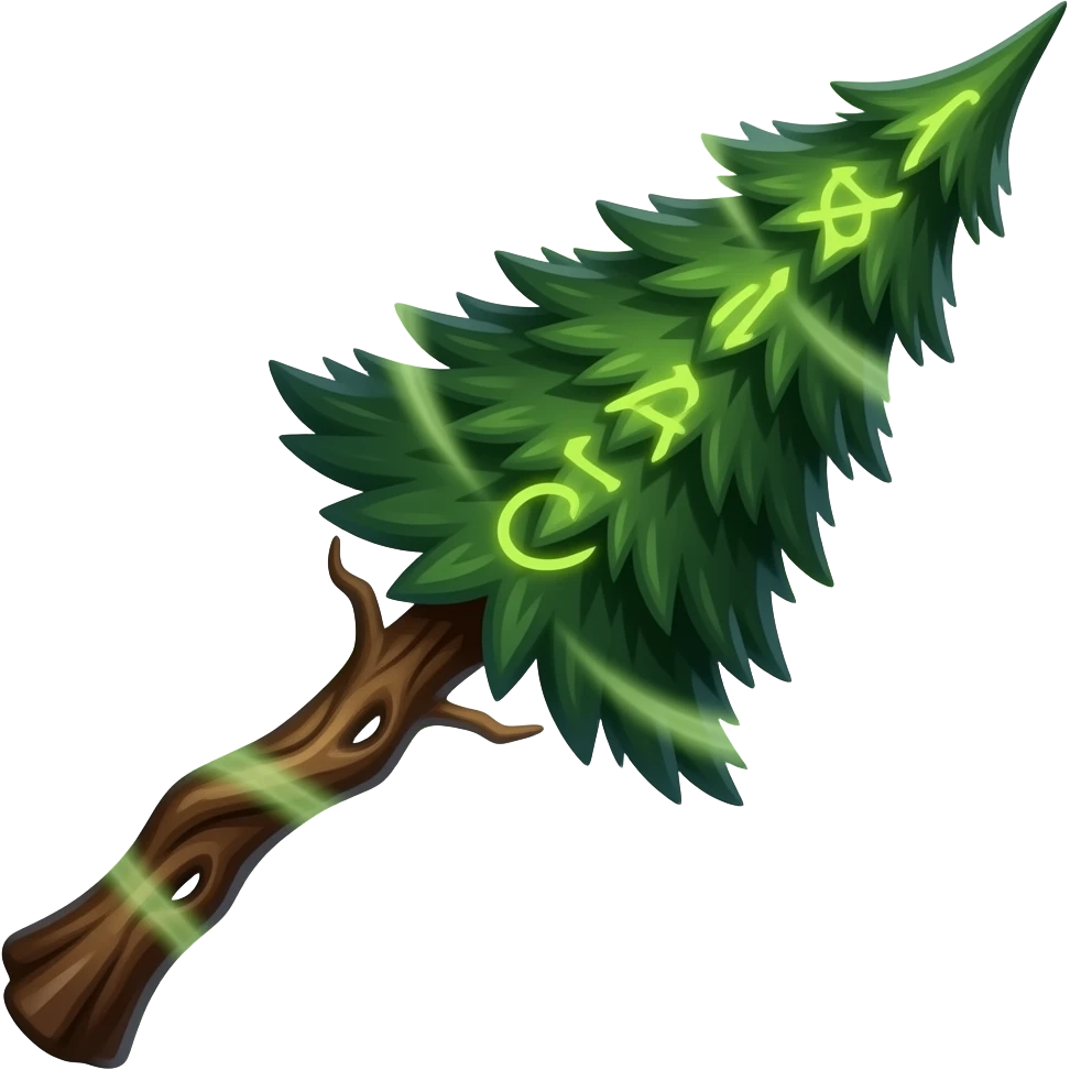 A magical mist pine tree wand for a forest witch emoji