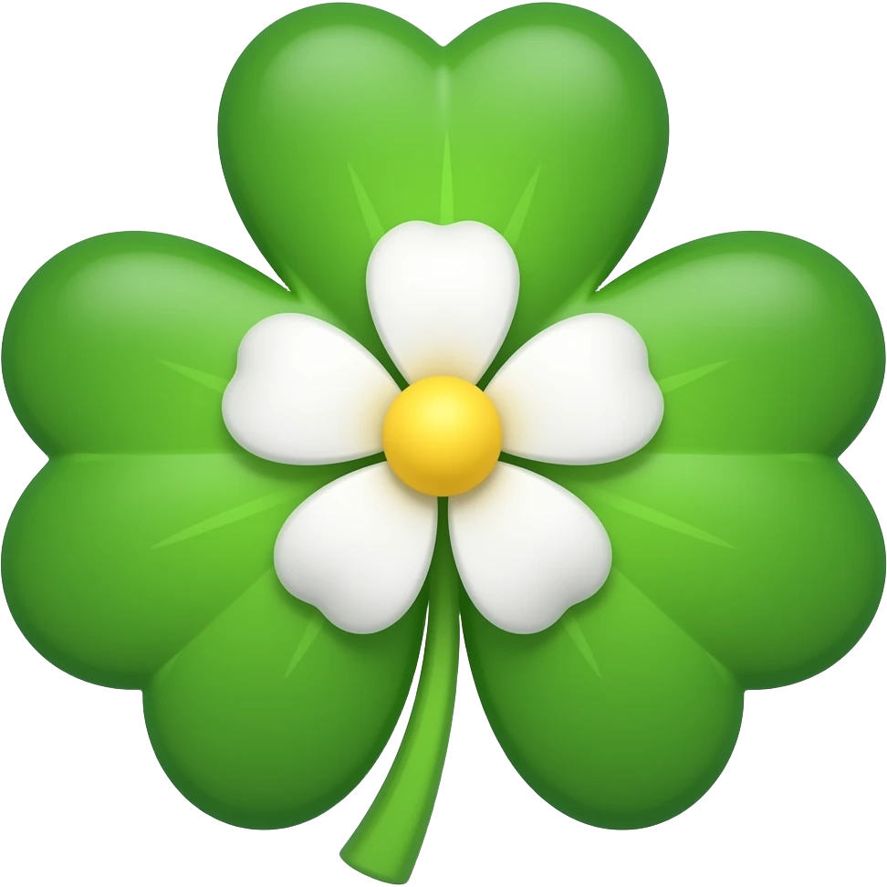 four-pointed clover with a flower in the center emoji