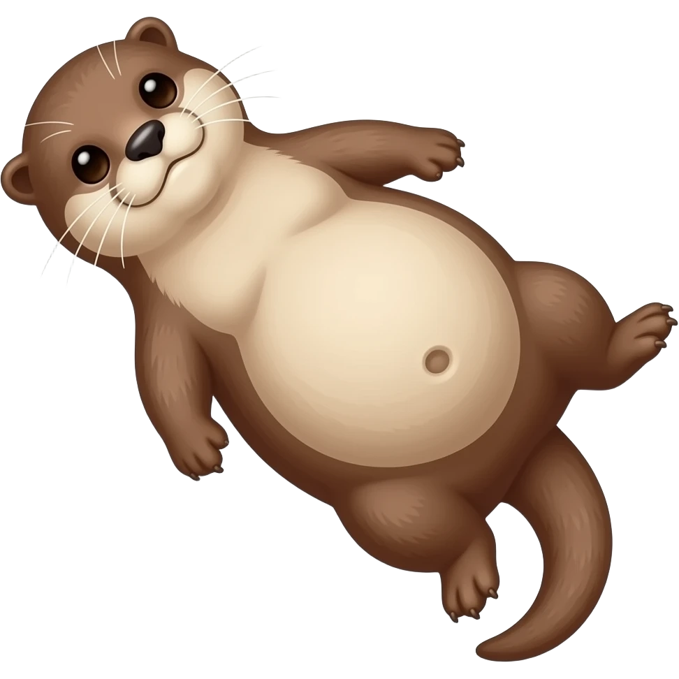 A female Otter is laying sprawled on her back,her Bellybutton booping on a satisfied gut from a hefty meal,Noticing her humongous overfed stomach,she is so stuffed with a heavy food baby,she can not move because her big full Tummy made her too fat. emoji