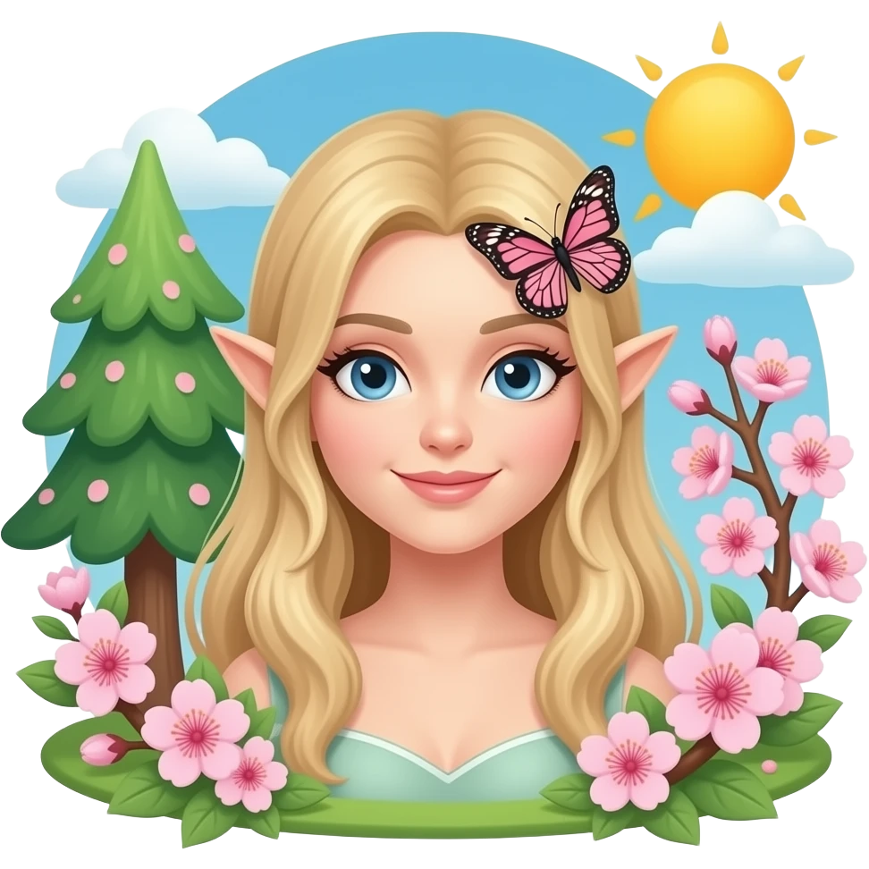 🧝🏻‍♀️🦋🌸🌳🌞 emoji