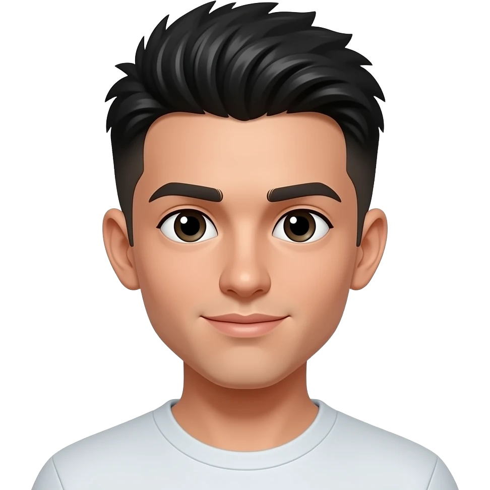 A young man with dark hair that’s milimetered emoji