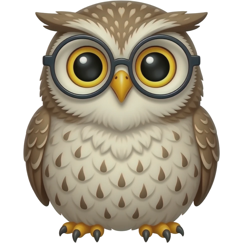 Fat owl wearing glasses emoji