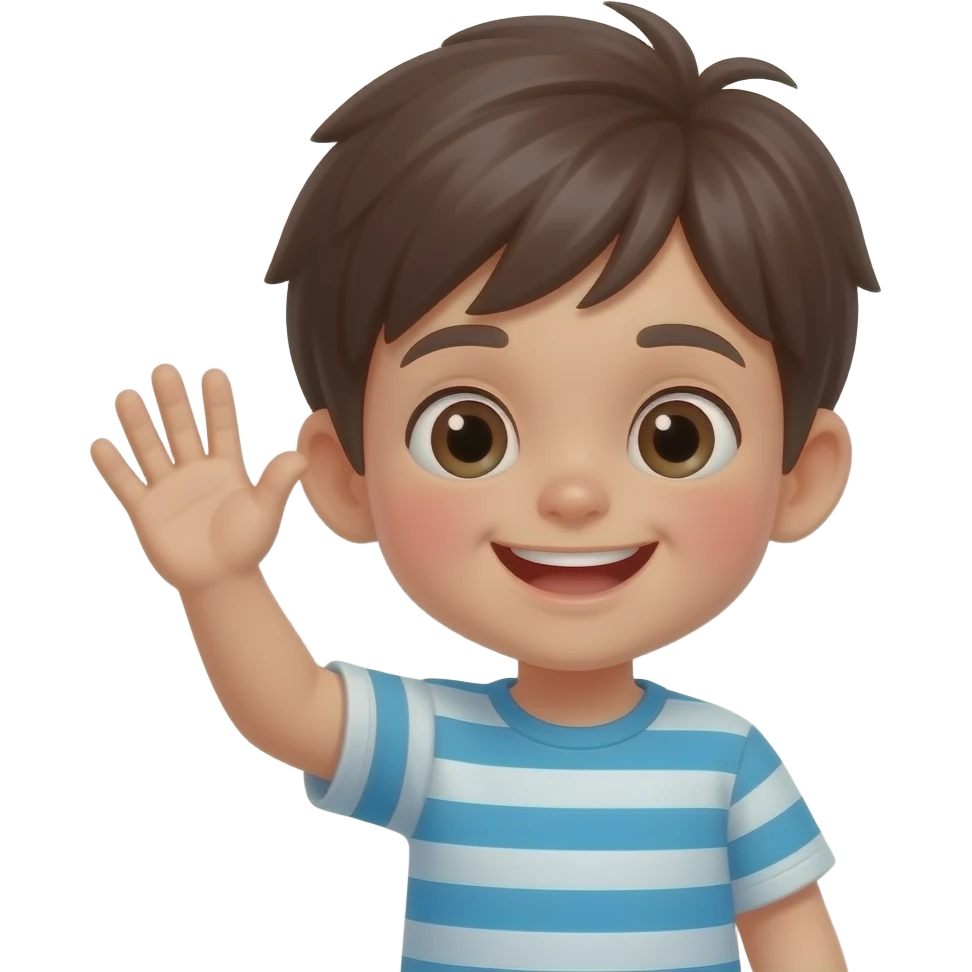 make me emoji of child waving emoji