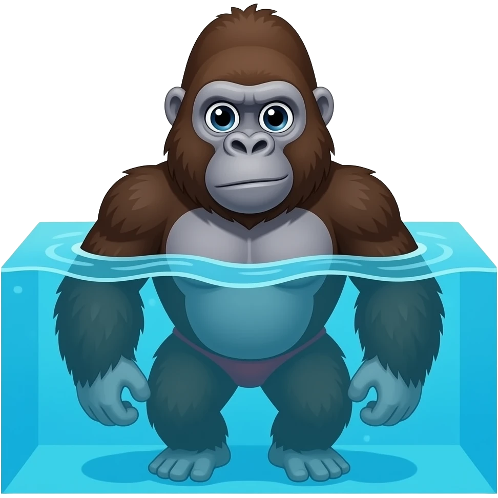 gorilla swimming in a swimming pool on vacation emoji