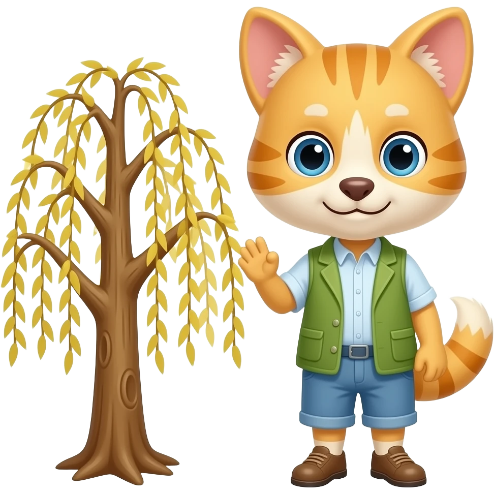 Pariewinkle and gold small willow tree emoji