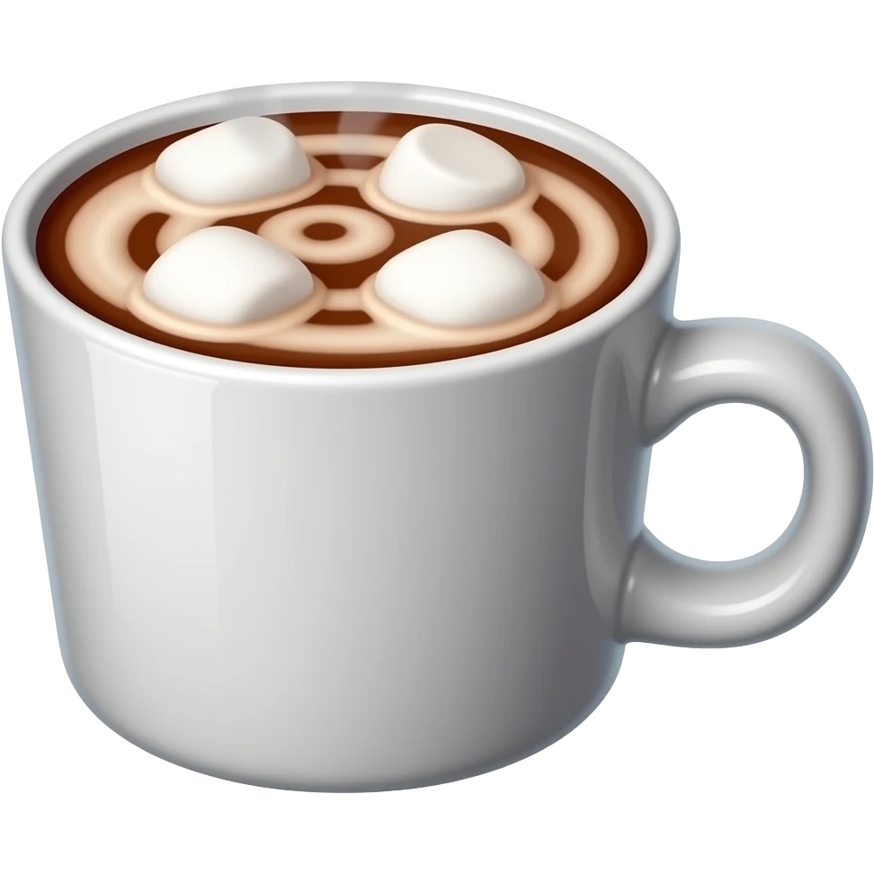 Christmas hot chocolate mug with marshmallows emoji