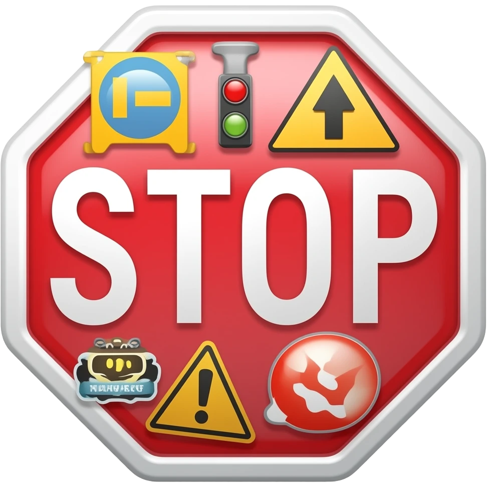 traffic stop sign with stickers emoji
