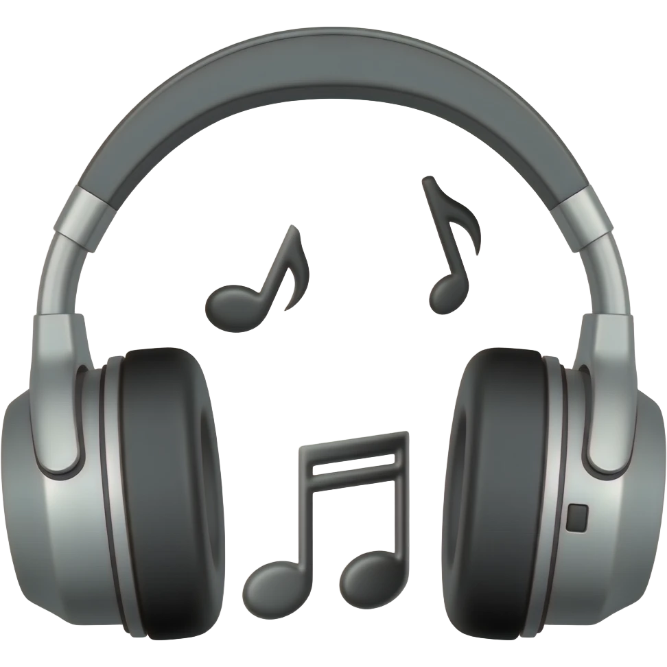 earphone with three black music notes emoji