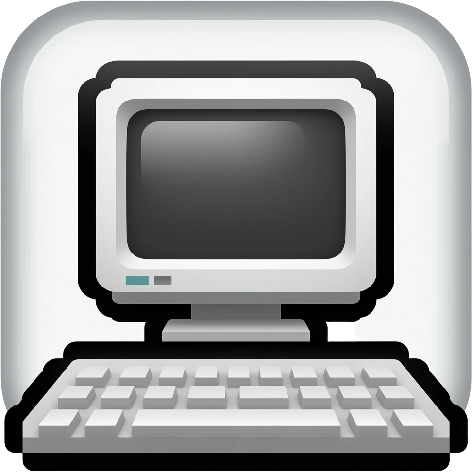 8 bit computer icon in black and white emoji