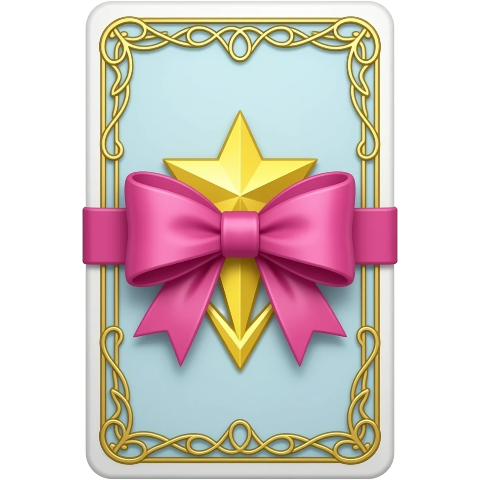 tarot card with pink bow and beautiful golden embellishment emoji
