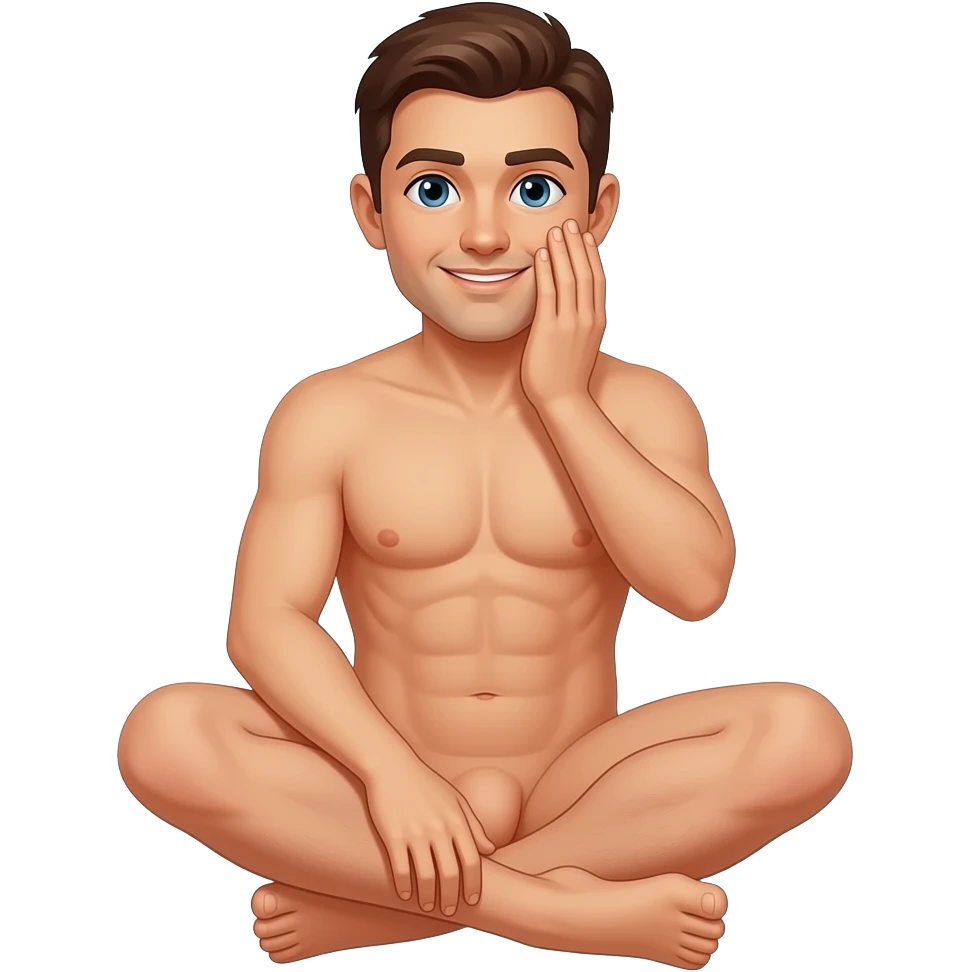 2 Naked man full body Cover the penis sitting and slap you face. emoji