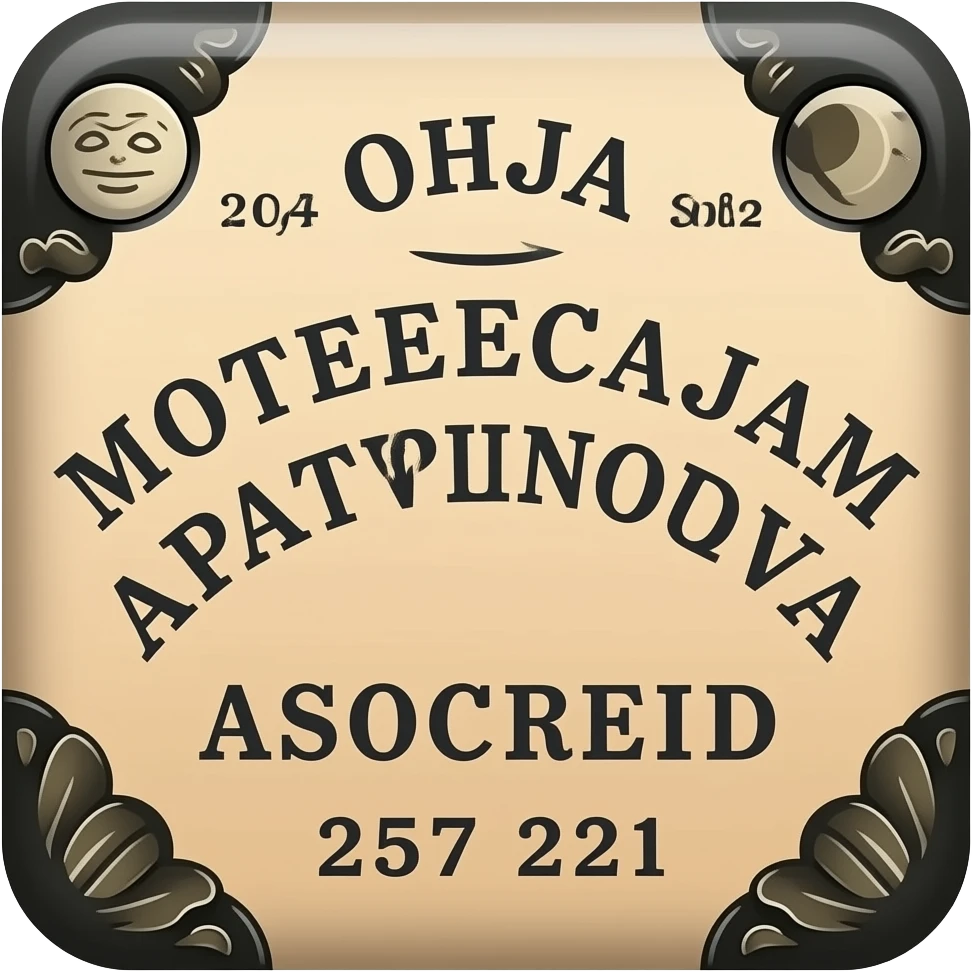 Ouija yes no abcdefghijklmnopqrstuvwxyz 1234567890 emoji
