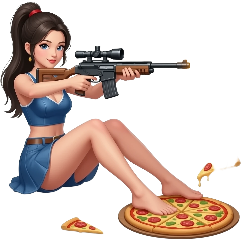 Caitlyn league  of legends  sniper gun shooting Chinese girl sexy pizza feet emoji