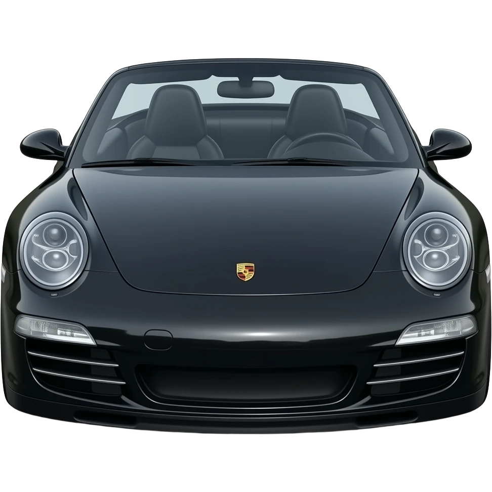 black porsche997 cabrilet, highly detailed, hyper realistic emoji