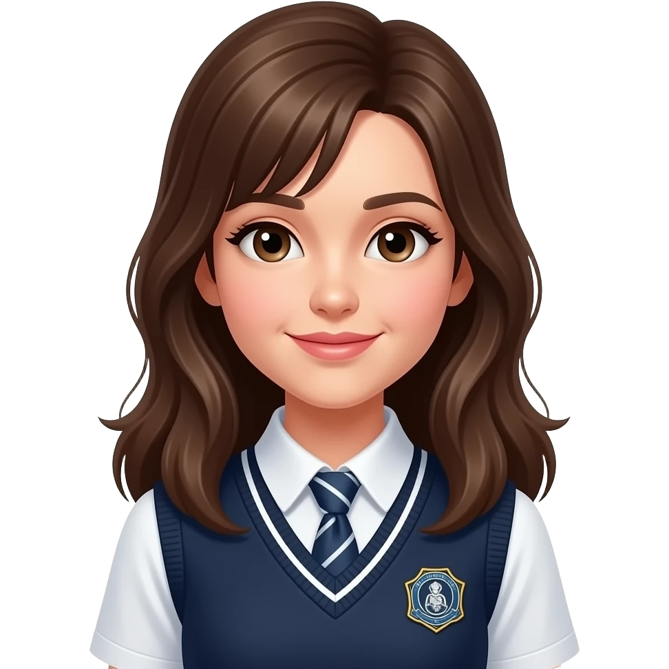 Brown haired woman in school uniform emoji