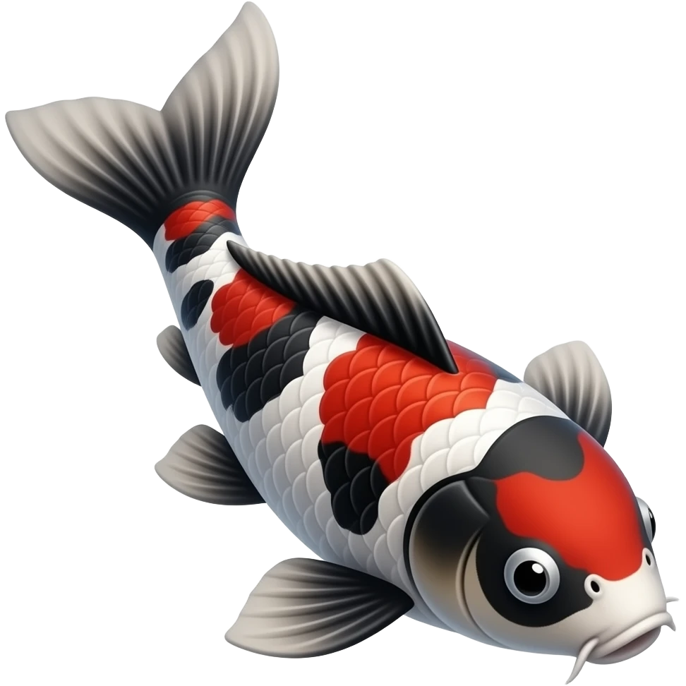a black and red only traditional legendary elite japanese koi fish, dark mode,bubbling, 60:40, no white color, only black and red emoji