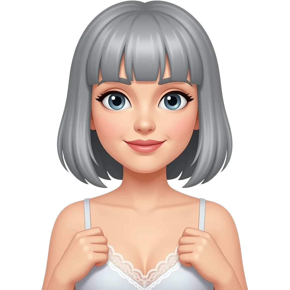 Grey hair female bangs undressing emoji