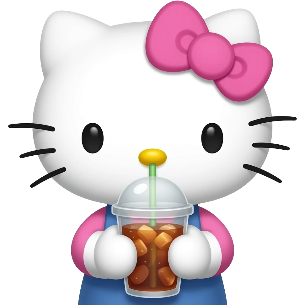 Hello kitty drinking matte emoji