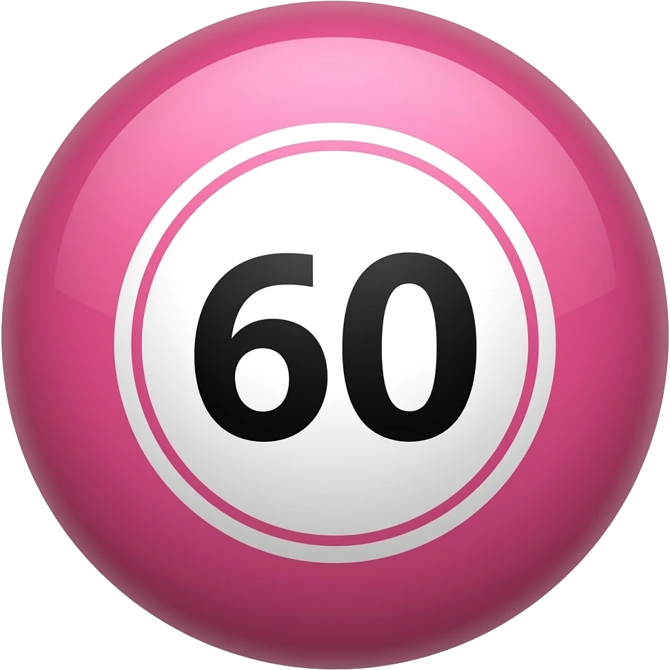 bola de bingo rosa oscuro con número 60 emoji