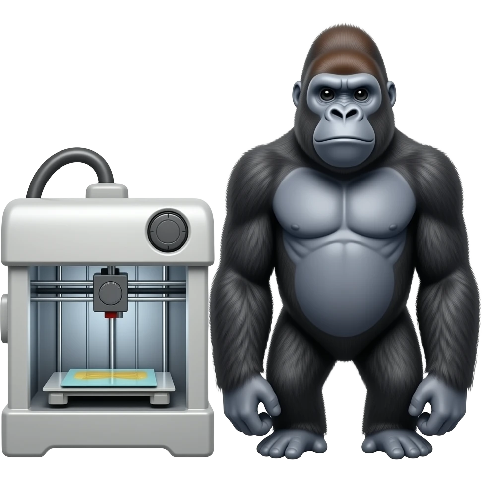 3d printer with gorilla emoji