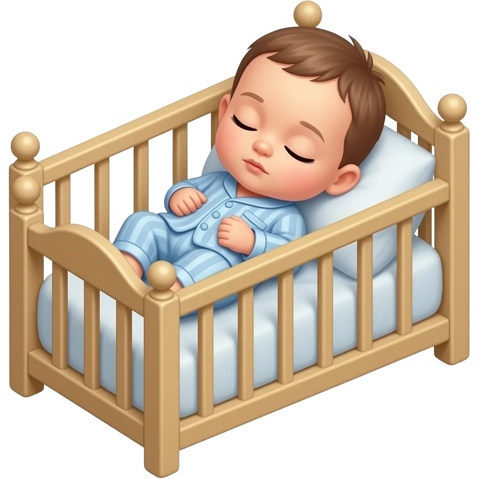 Una bebé con su pijama durmiendo en su cuna emoji