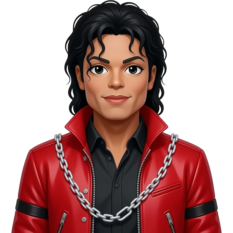 Micheal jackson wearing his iconic thriller red jacket with sliver hanging on his jacket emoji
