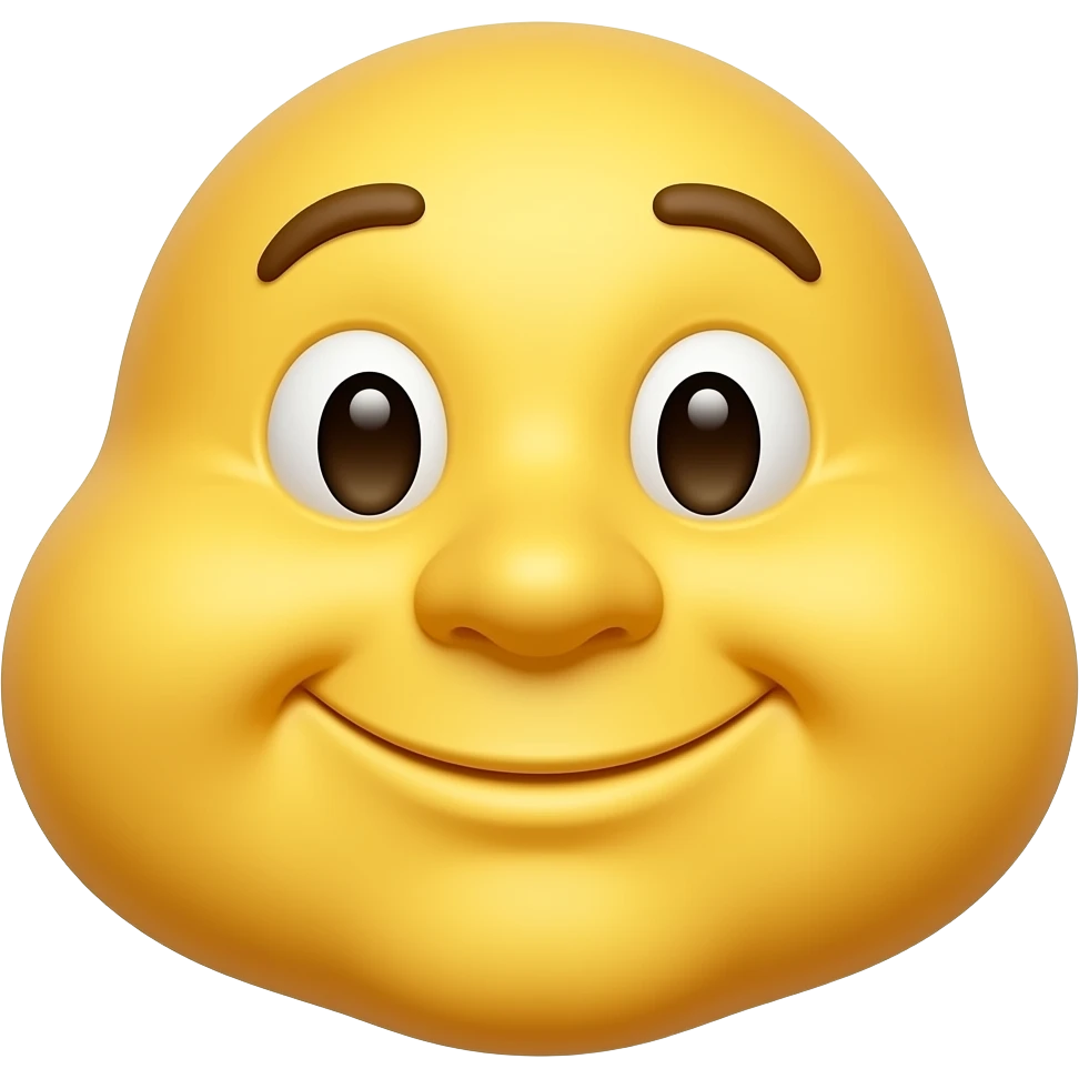 очень толстый со вторым подбородком улыбающийся желтый смайлик emoji