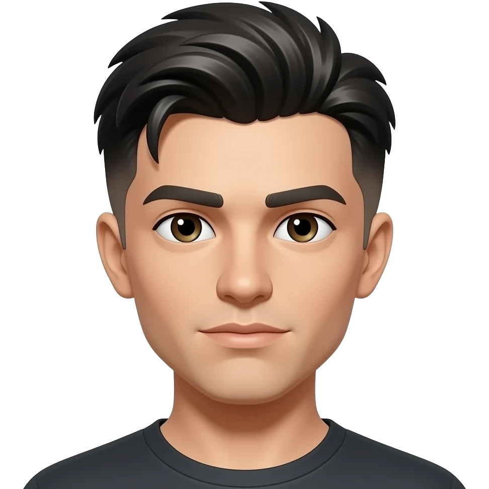 Chlokak low taper fade lekko krzywe zeby ciemne włosy ostry nos emoji